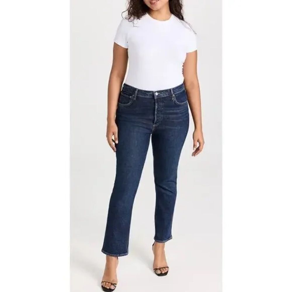 AGOLDE‎ Riley Long Blue Denim Slim Fit Ankle Jeans, 32